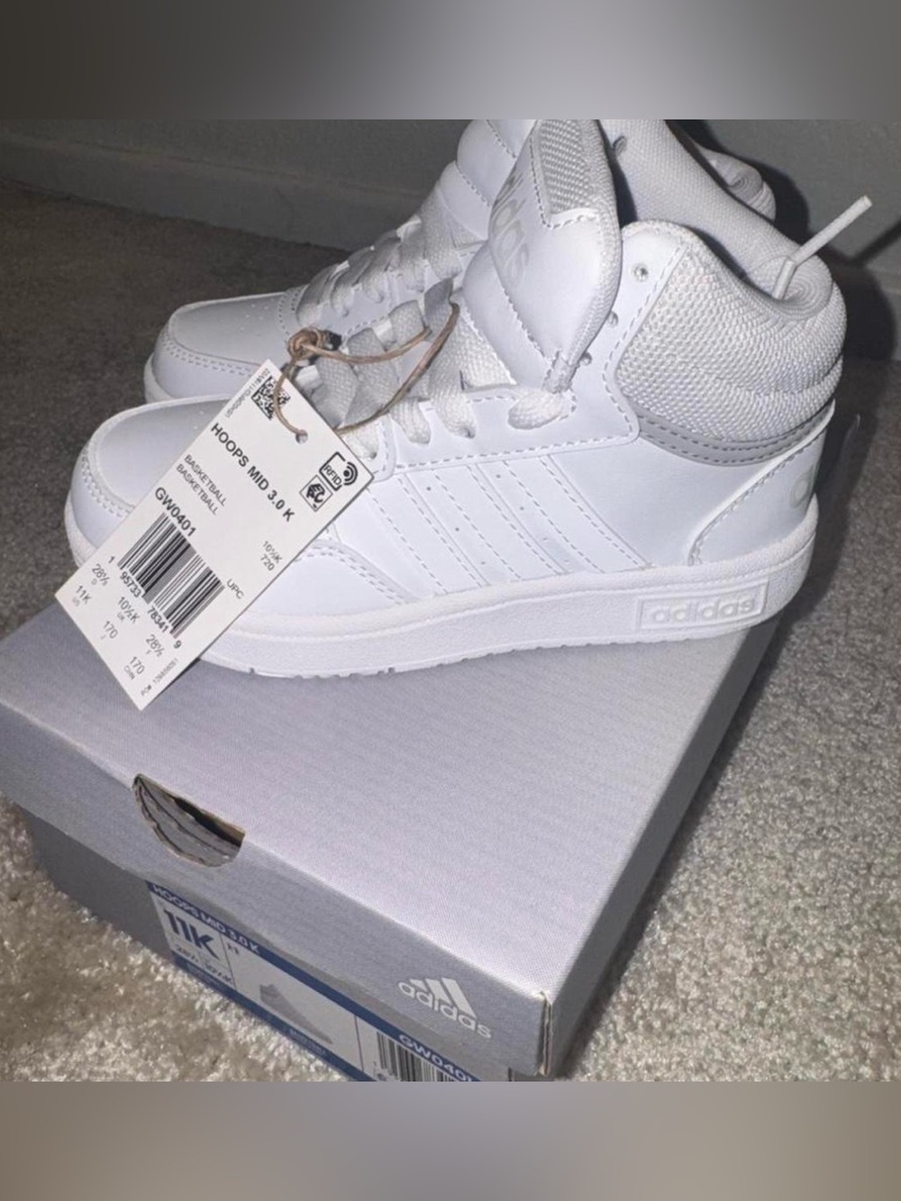 adidas White Mid-Top Leather Sneakers
